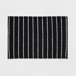 20"x30" Performance Plus Bath Rug Striped Black - Threshold™: Cotton, Woven, Machine Washable, OEKO-TEX Certified