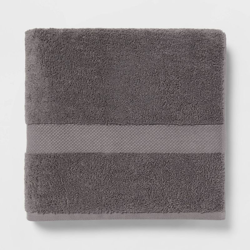 slide 1 of 5, Performance Plus Bath Towel Dark Gray - Threshold™: Heavyweight Cotton, Fade-Resistant, OEKO-TEX Certified, 1 ct