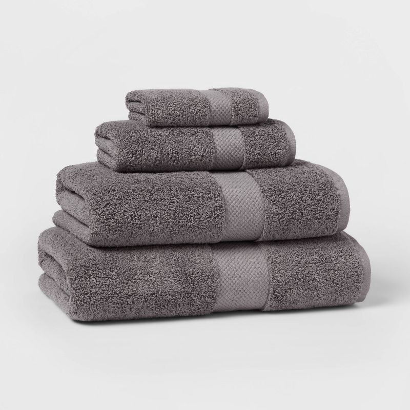 slide 4 of 5, Performance Plus Bath Towel Dark Gray - Threshold™: Heavyweight Cotton, Fade-Resistant, OEKO-TEX Certified, 1 ct