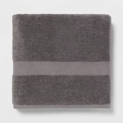 Performance Plus Bath Towel Dark Gray - Threshold™: Heavyweight Cotton, Fade-Resistant, OEKO-TEX Certified