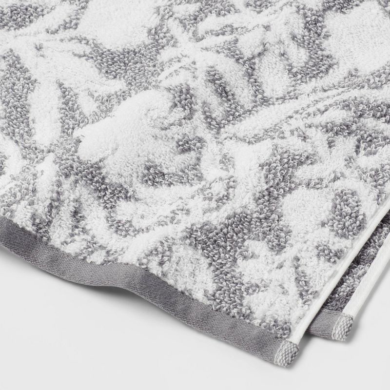 slide 3 of 4, Performance Plus Hand Towel Gray Floral - Threshold™, 1 ct