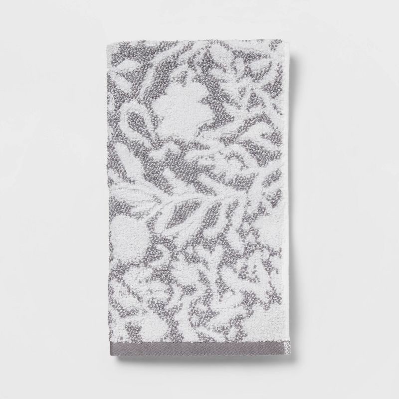 slide 1 of 4, Performance Plus Hand Towel Gray Floral - Threshold™, 1 ct