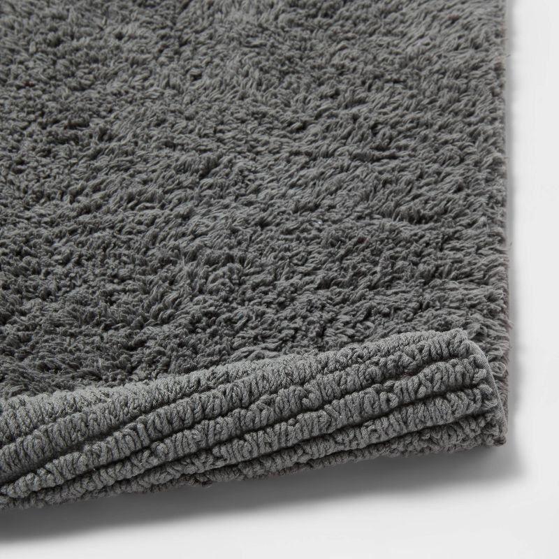 slide 4 of 4, 20"x34" Performance Plus Cotton Reversible Bath Rug/Runner Solid Dark Gray - Threshold™: Low Pile, Machine Washable, OEKO-TEX Certified, 1 ct