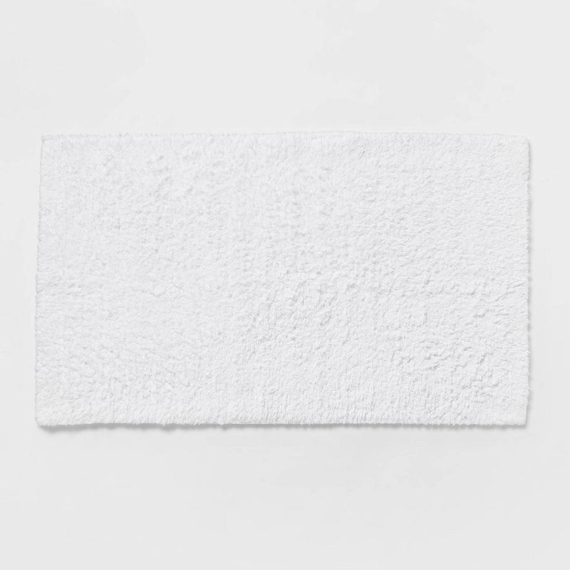 slide 1 of 4, 20"x34" Performance Plus Cotton Reversible Bath Rug/Runner White - Threshold™: Machine Washable, Tufted, Low Pile, OEKO-TEX Certified, 1 ct