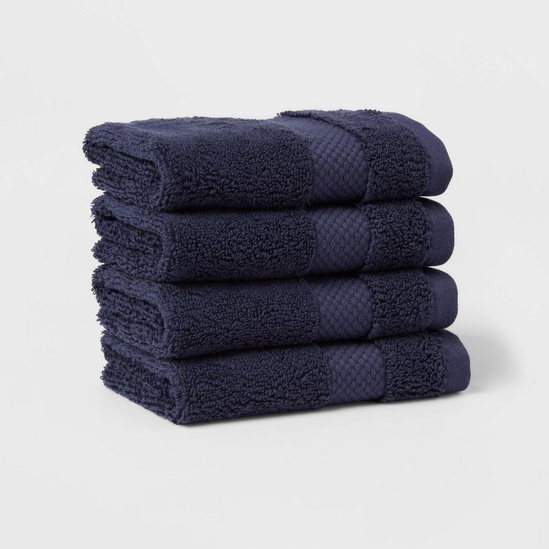 slide 1 of 4, 4pc Performance Plus Washcloths Navy - Threshold™: Heavyweight Cotton, Terry, Machine Washable, 4 ct