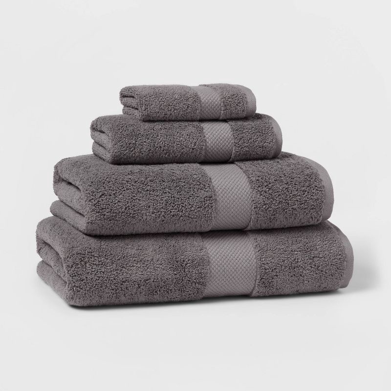 slide 4 of 5, Performance Plus Oversized Bath Towel Dark Gray - Threshold™: 100% Cotton, Heavyweight Terry, Fade-Resistant, 1 ct