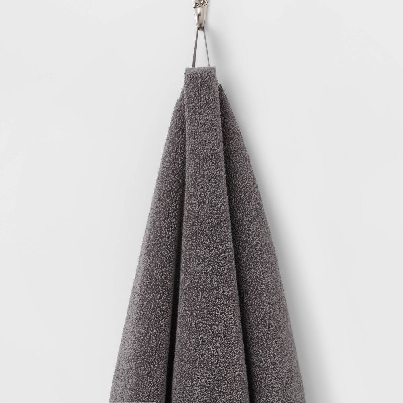 slide 5 of 5, Performance Plus Oversized Bath Towel Dark Gray - Threshold™: 100% Cotton, Heavyweight Terry, Fade-Resistant, 1 ct