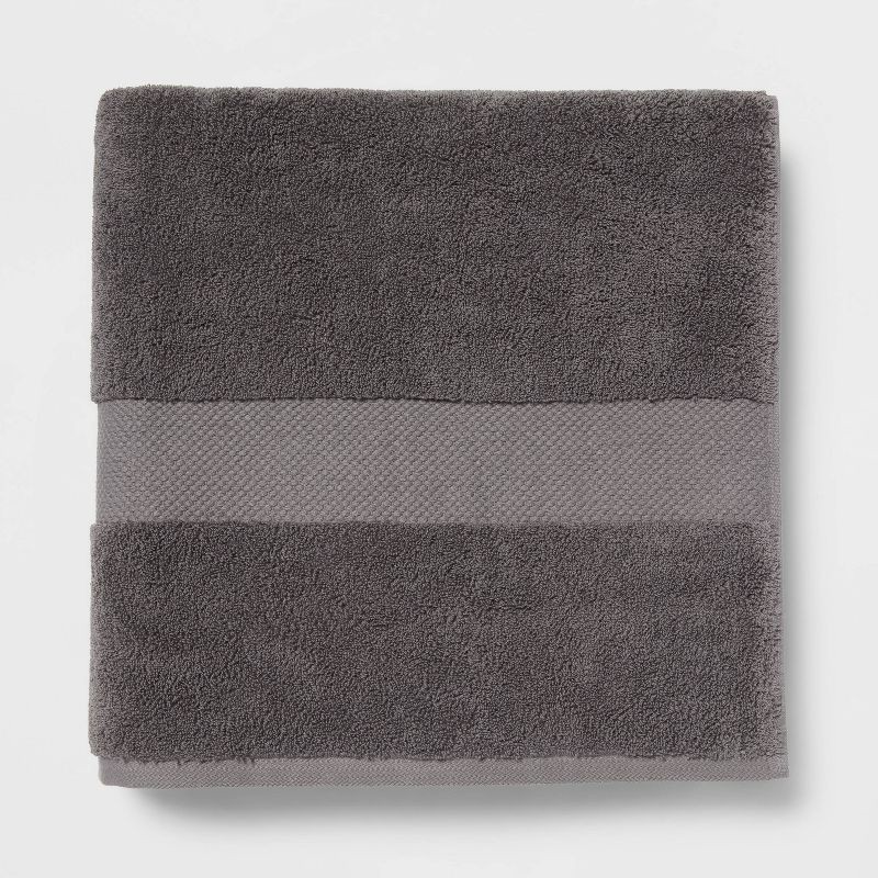 slide 1 of 5, Performance Plus Oversized Bath Towel Dark Gray - Threshold™: 100% Cotton, Heavyweight Terry, Fade-Resistant, 1 ct