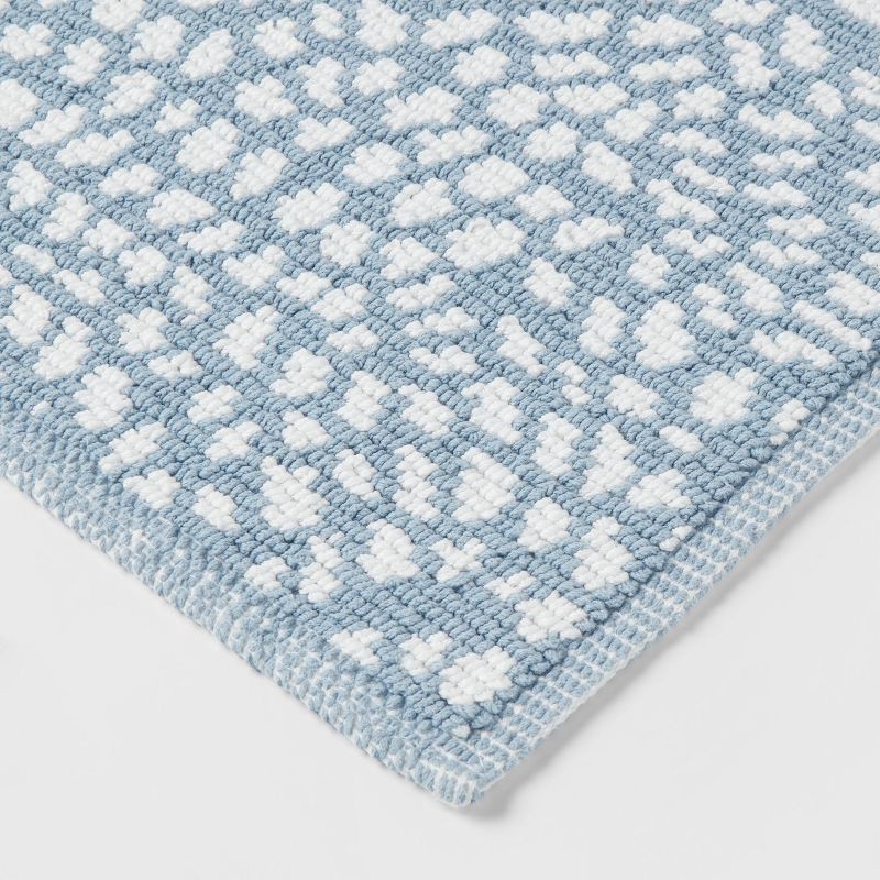 slide 3 of 4, 20"x30" Performance Plus Bath Rug Blue Geo - Threshold™: Cotton Woven, Low Pile, Machine Washable, OEKO-TEX Certified, 1 ct