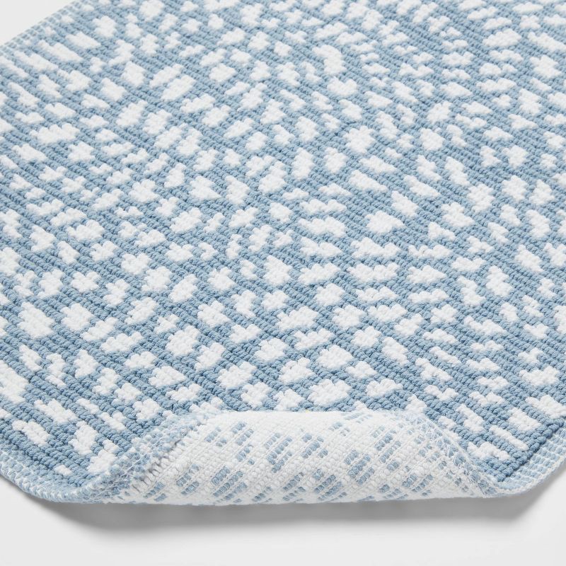 slide 4 of 4, 20"x30" Performance Plus Bath Rug Blue Geo - Threshold™: Cotton Woven, Low Pile, Machine Washable, OEKO-TEX Certified, 1 ct