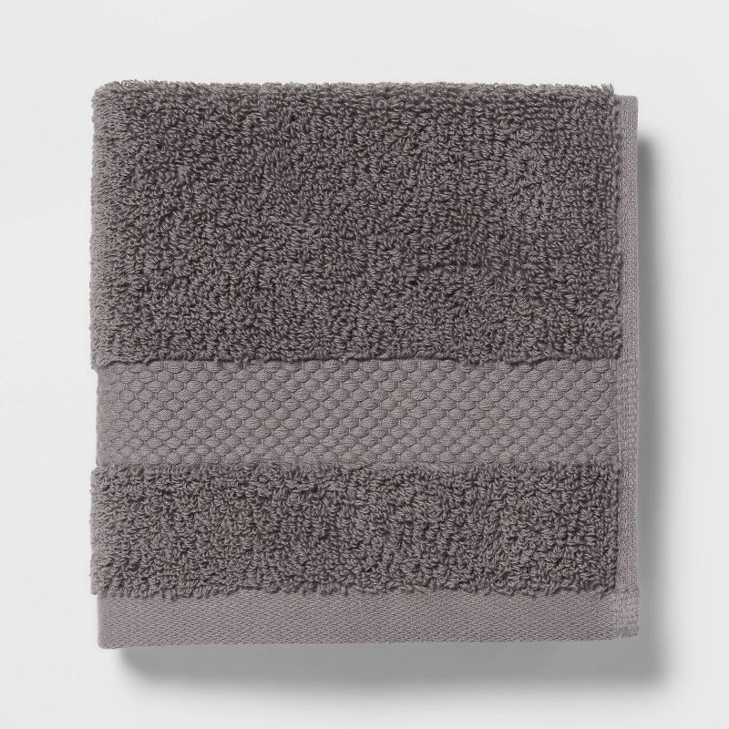 slide 3 of 4, 4pc Performance Plus Washcloths Dark Gray - Threshold™: Cotton Terry, Heavyweight 550-800 GSM, Fade-Resistant, 4 ct