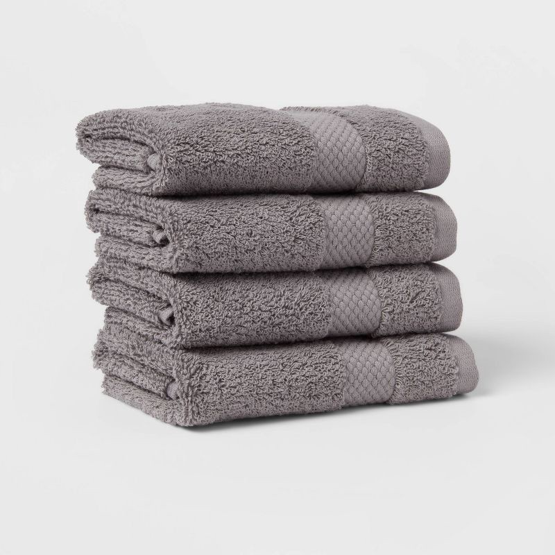 slide 1 of 4, 4pc Performance Plus Washcloths Dark Gray - Threshold™: Cotton Terry, Heavyweight 550-800 GSM, Fade-Resistant, 4 ct