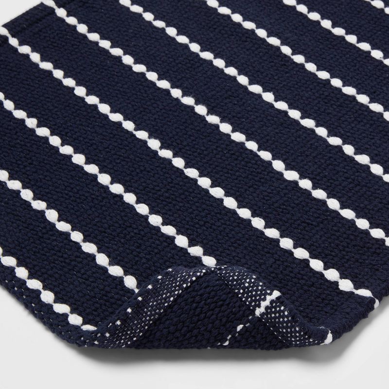 slide 4 of 4, 20"x30" Performance Plus Bath Rug Striped Navy - Threshold™: Cotton, Woven, Machine Washable, OEKO-TEX Certified, 1 ct
