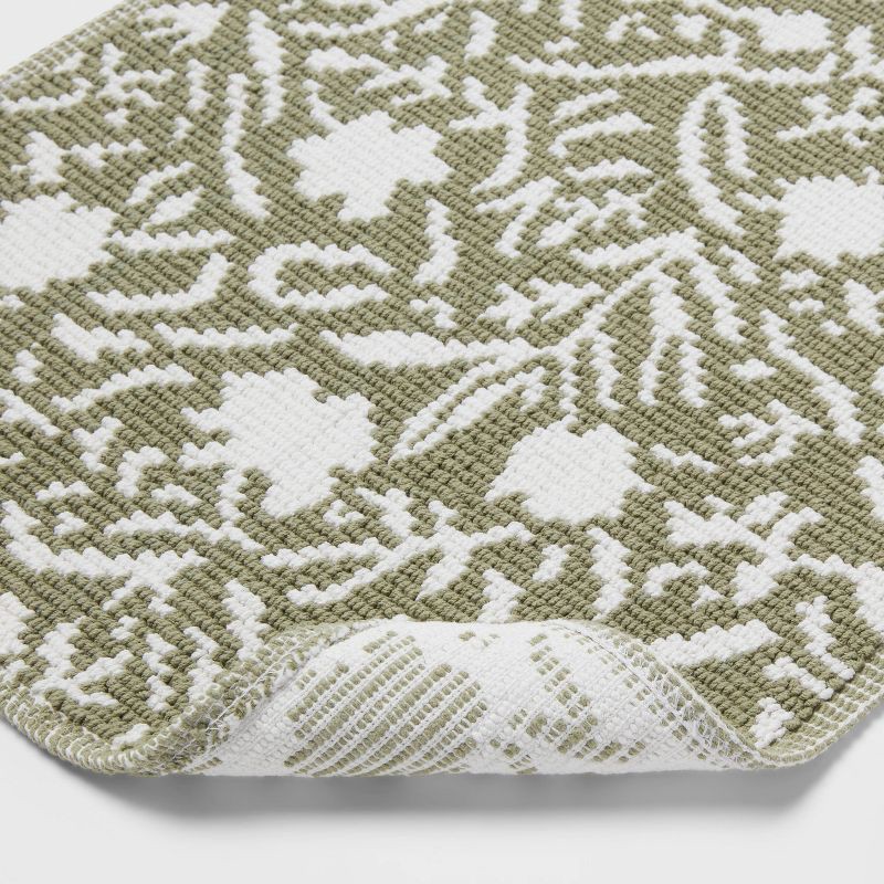 slide 4 of 4, 20"x30" Performance Plus Bath Rug Green Floral - Threshold™, 1 ct