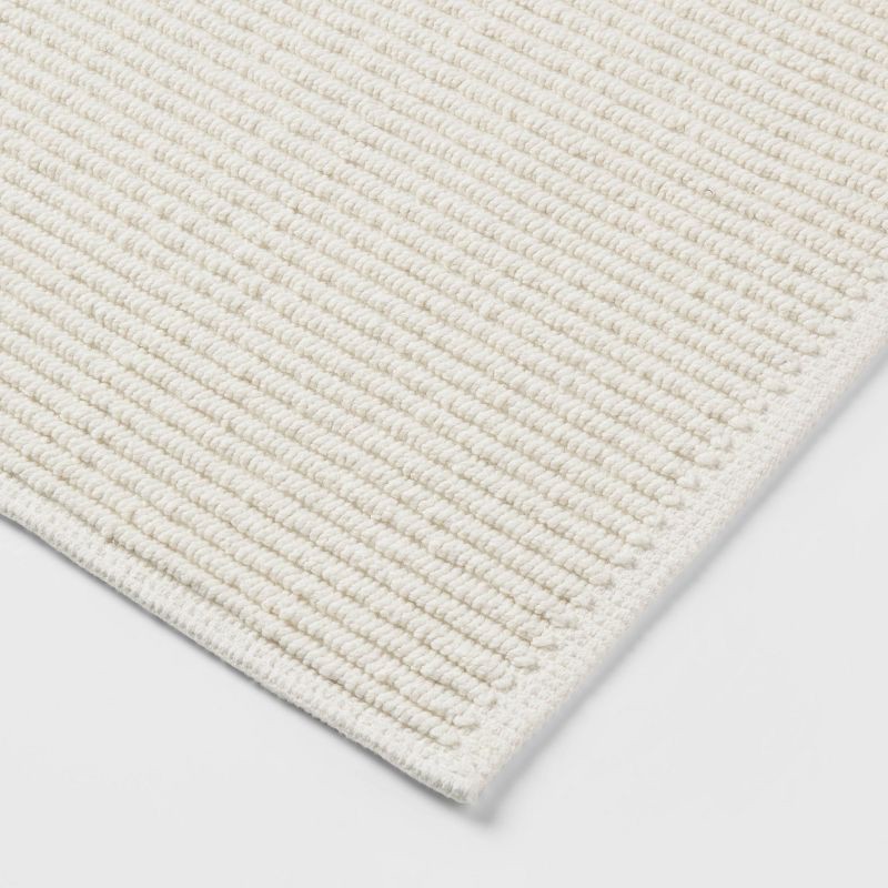 slide 3 of 4, 20"x30" Performance Plus Bath Rug Solid Cream - Threshold™: Woven Cotton, Low Pile, Machine Washable, OEKO-TEX Certified, 1 ct
