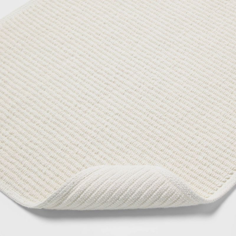 slide 4 of 4, 20"x30" Performance Plus Bath Rug Solid Cream - Threshold™: Woven Cotton, Low Pile, Machine Washable, OEKO-TEX Certified, 1 ct