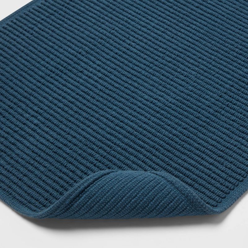 slide 4 of 4, 20"x30" Performance Plus Bath Rug Solid Turquoise - Threshold™: Cotton, Woven, Low Pile, Machine Washable, 1 ct