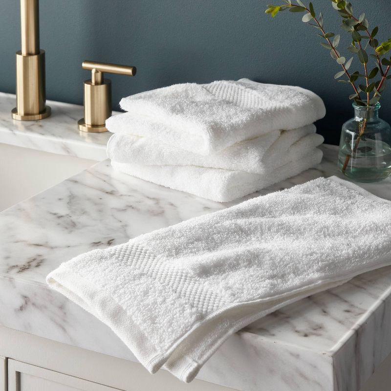 slide 2 of 4, 4pc Performance Plus Washcloths White - Threshold™: Heavyweight Cotton, Terry, OEKO-TEX Certified, 4 ct