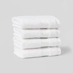 4pc Performance Plus Washcloths White - Threshold™: Heavyweight Cotton, Terry, OEKO-TEX Certified