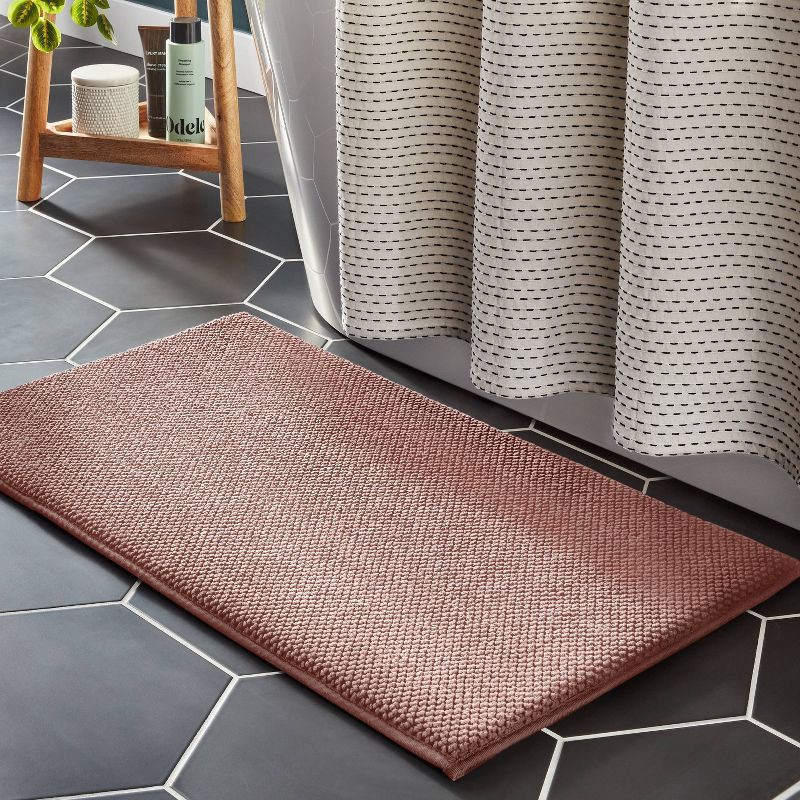 slide 2 of 4, 20"x34" Performance Plus Cotton Memory Foam Bath Rug Mauve - Threshold™: Machine Washable, Woven, OEKO-TEX Certified, 1 ct