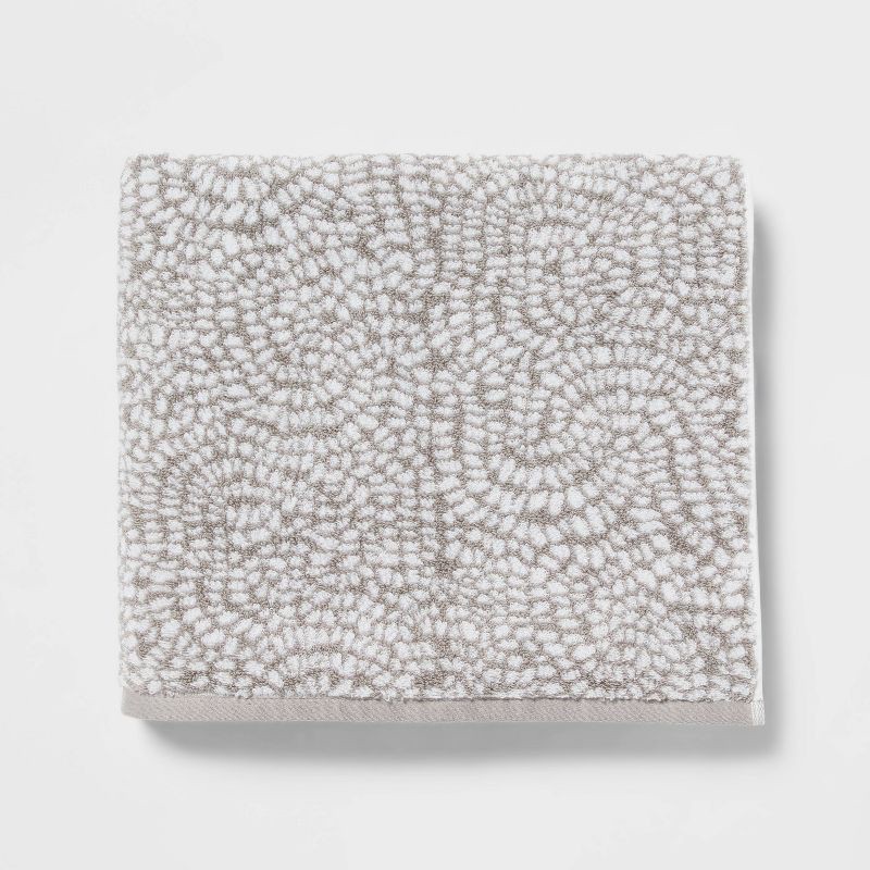 slide 1 of 5, Performance Plus Bath Towel Gray Geo - Threshold™: 100% Cotton, Jacquard Terry, Fade-Resistant, OEKO-TEX Certified, 1 ct