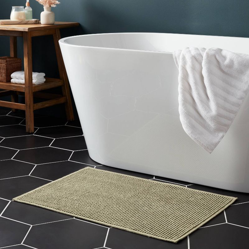 slide 2 of 4, 20"x30" Performance Plus Bath Rug Solid Light Green - Threshold™: Cotton, Woven, Low Pile, Machine Washable, OEKO-TEX Certified, 1 ct