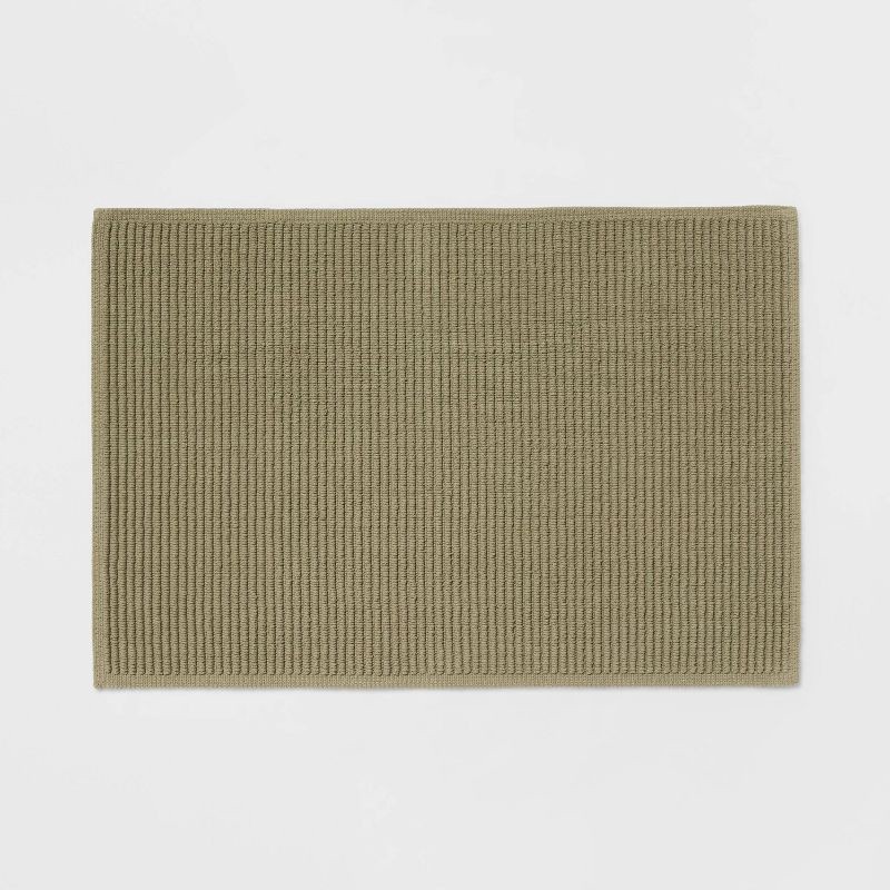 slide 1 of 4, 20"x30" Performance Plus Bath Rug Solid Light Green - Threshold™: Cotton, Woven, Low Pile, Machine Washable, OEKO-TEX Certified, 1 ct