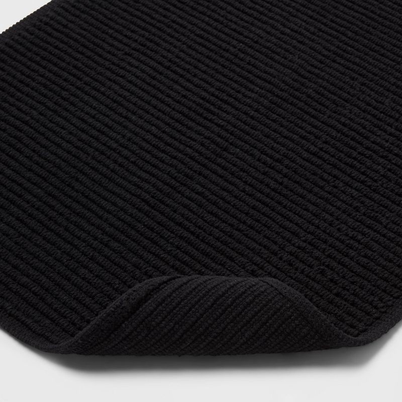 slide 4 of 4, 20"x30" Performance Plus Bath Rug Solid Black - Threshold™: Cotton, Woven, Low Pile, Machine Washable, OEKO-TEX Certified, 1 ct