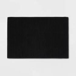 20"x30" Performance Plus Bath Rug Solid Black - Threshold™: Cotton, Woven, Low Pile, Machine Washable, OEKO-TEX Certified