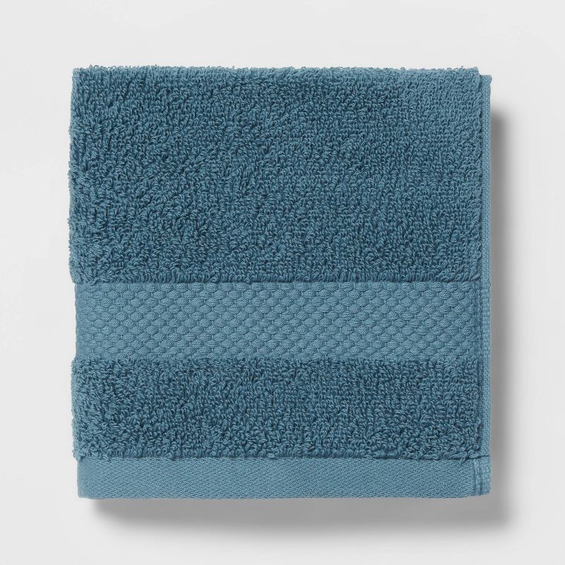 slide 3 of 4, 4pc Performance Plus Washcloths Turquoise - Threshold™: Cotton Terry, Fade-Resistant, 550 GSM, 4 ct