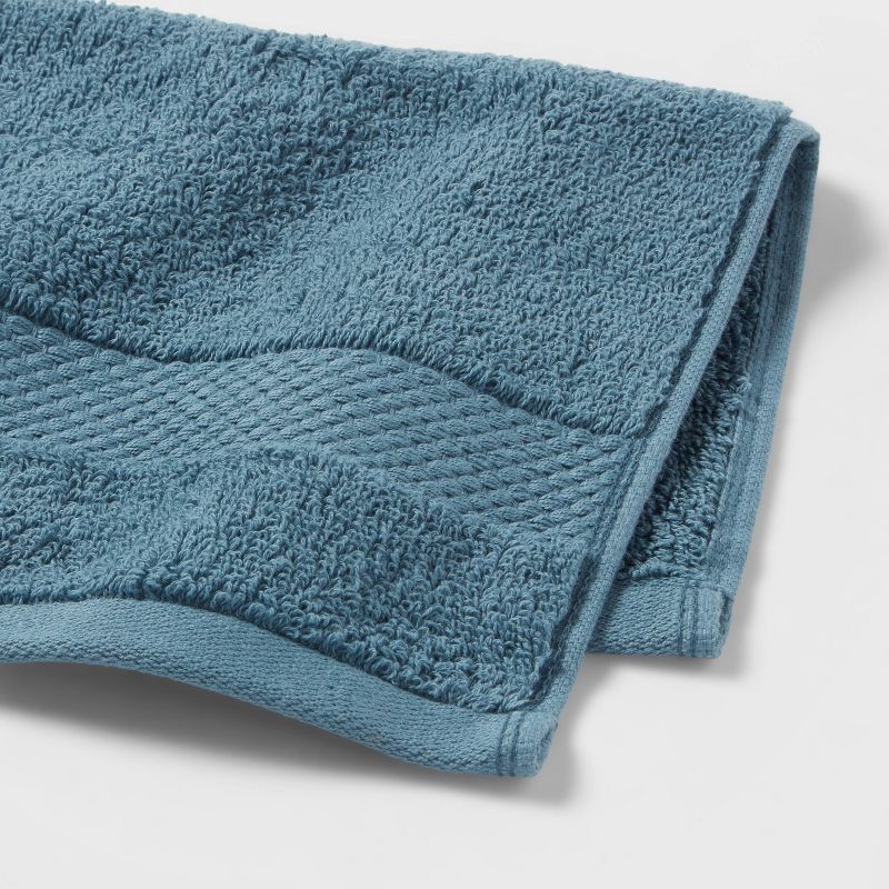 slide 4 of 4, 4pc Performance Plus Washcloths Turquoise - Threshold™: Cotton Terry, Fade-Resistant, 550 GSM, 4 ct