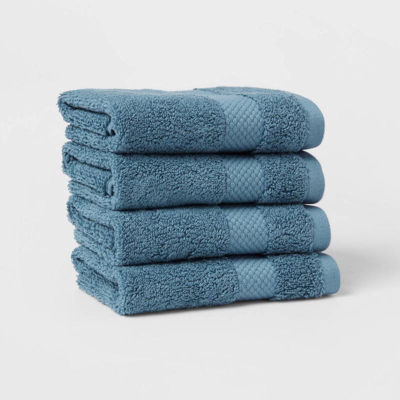 slide 1 of 4, 4pc Performance Plus Washcloths Turquoise - Threshold™: Cotton Terry, Fade-Resistant, 550 GSM, 4 ct