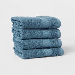4pc Performance Plus Washcloths Turquoise - Threshold™: Cotton Terry, Fade-Resistant, 550 GSM