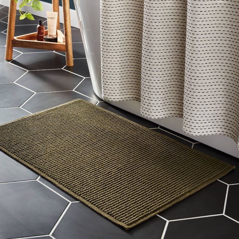 slide 2 of 4, 20"x30" Performance Plus Bath Rug Solid Dark Green - Threshold™, 1 ct