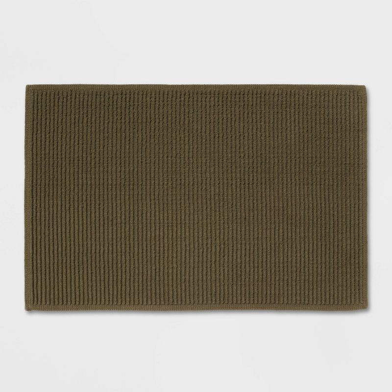 slide 1 of 4, 20"x30" Performance Plus Bath Rug Solid Dark Green - Threshold™, 1 ct
