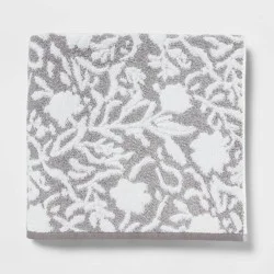 Performance Plus Oversized Bath Towel Gray Floral - Threshold™: 100% Cotton, Jacquard Terry, Fade-Resistant