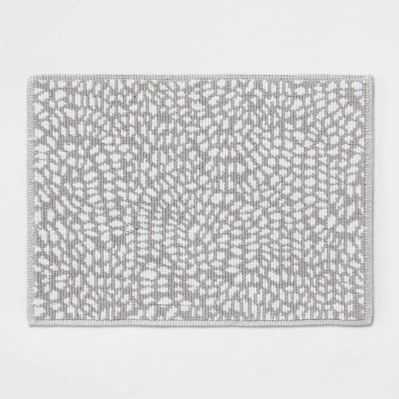 slide 1 of 4, 20"x30" Performance Plus Bath Rug Gray Geo - Threshold™: Cotton, Woven, Low Pile, Machine Washable, OEKO-TEX Certified, 1 ct