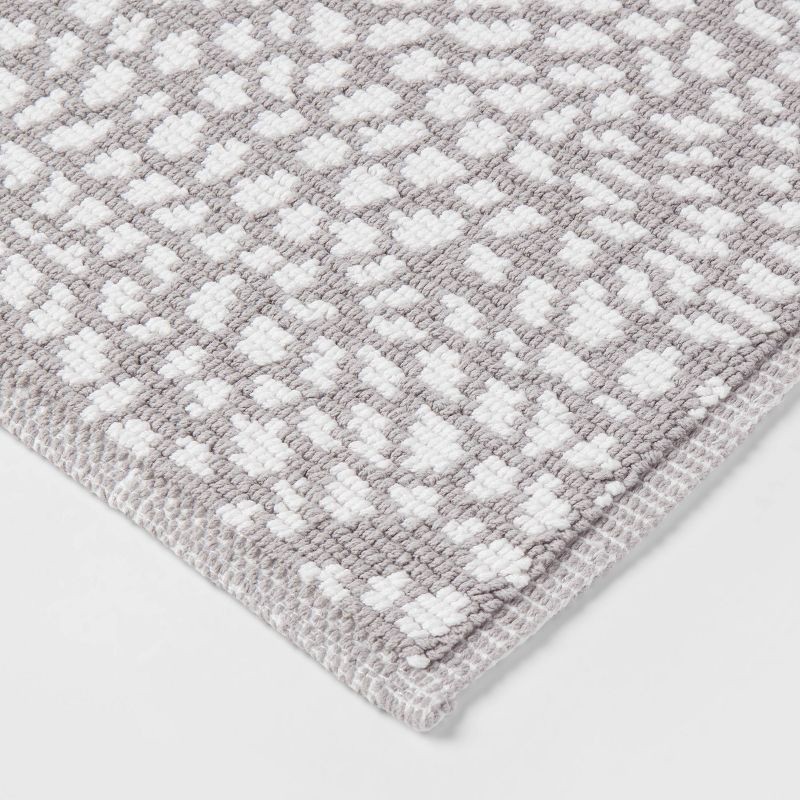 slide 3 of 4, 20"x30" Performance Plus Bath Rug Gray Geo - Threshold™: Cotton, Woven, Low Pile, Machine Washable, OEKO-TEX Certified, 1 ct