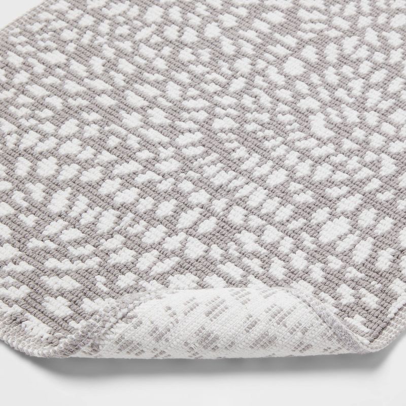 slide 4 of 4, 20"x30" Performance Plus Bath Rug Gray Geo - Threshold™: Cotton, Woven, Low Pile, Machine Washable, OEKO-TEX Certified, 1 ct