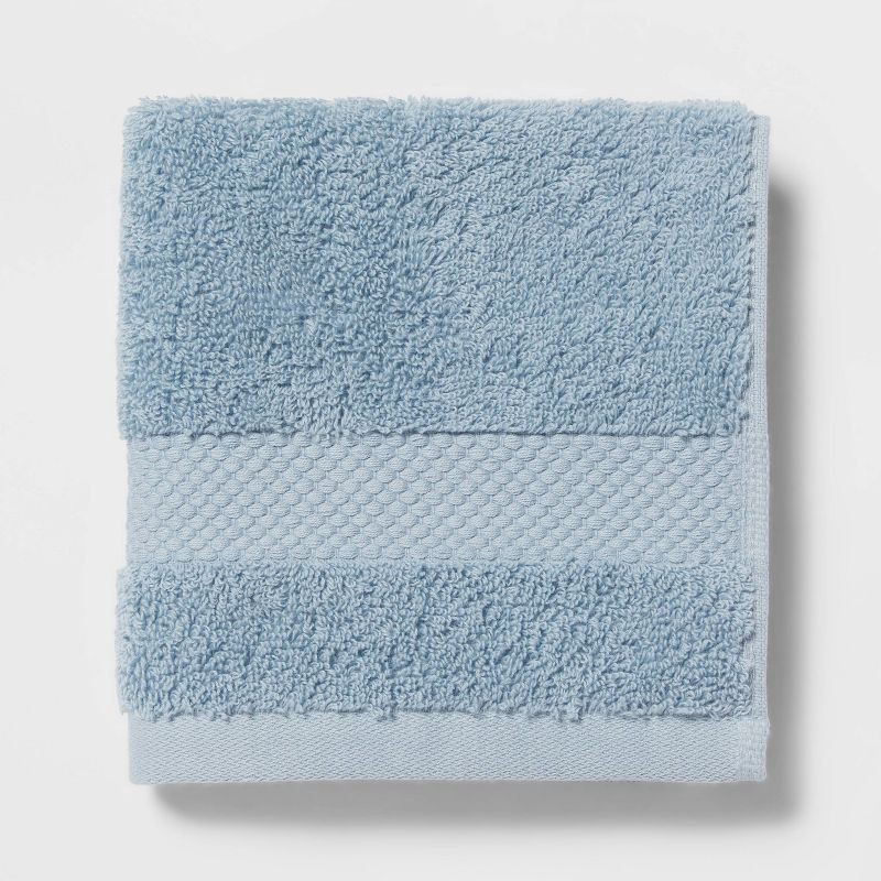slide 3 of 4, 4pc Performance Plus Washcloths Light Blue - Threshold™: Cotton Terry, Fade-Resistant, 550 GSM, 4 ct