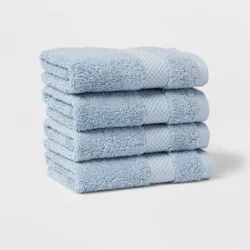 4pc Performance Plus Washcloths Light Blue - Threshold™: Cotton Terry, Fade-Resistant, 550 GSM