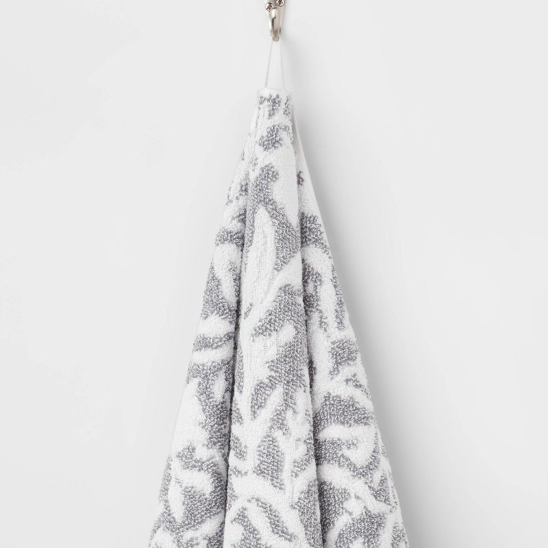 slide 5 of 5, Performance Plus Bath Towel Gray Floral - Threshold™: Heavyweight Cotton, Jacquard Terry, OEKO-TEX Certified, 1 ct