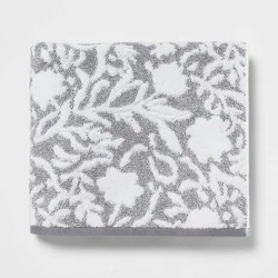 Performance Plus Bath Towel Gray Floral - Threshold™: Heavyweight Cotton, Jacquard Terry, OEKO-TEX Certified