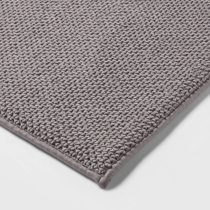 slide 3 of 4, 20"x34" Performance Plus Cotton Memory Foam Bath Rug Dark Gray - Threshold™: Machine Washable, Woven, OEKO-TEX Certified, 1 ct