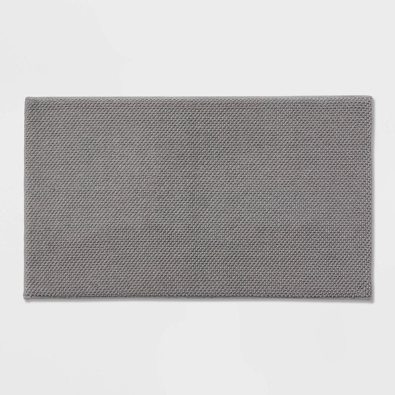 slide 1 of 4, 20"x34" Performance Plus Cotton Memory Foam Bath Rug Dark Gray - Threshold™: Machine Washable, Woven, OEKO-TEX Certified, 1 ct