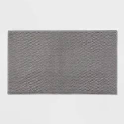20"x34" Performance Plus Cotton Memory Foam Bath Rug Dark Gray - Threshold™: Machine Washable, Woven, OEKO-TEX Certified