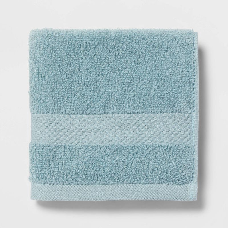 slide 3 of 4, 4pc Performance Plus Washcloths Aqua - Threshold™: Heavyweight Cotton, Terry, Machine Washable, OEKO-TEX Certified, 4 ct