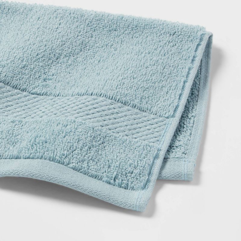 slide 4 of 4, 4pc Performance Plus Washcloths Aqua - Threshold™: Heavyweight Cotton, Terry, Machine Washable, OEKO-TEX Certified, 4 ct