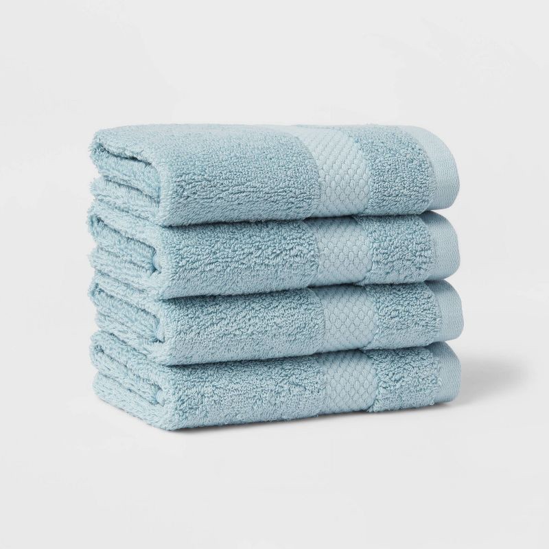 slide 1 of 4, 4pc Performance Plus Washcloths Aqua - Threshold™: Heavyweight Cotton, Terry, Machine Washable, OEKO-TEX Certified, 4 ct