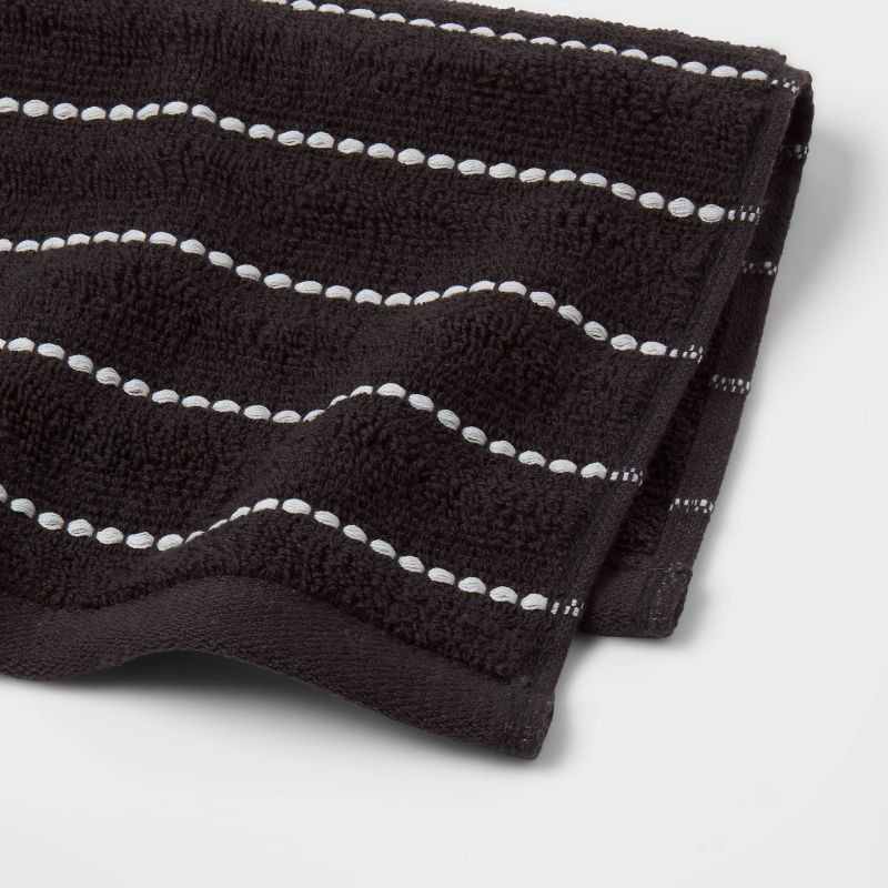 slide 4 of 4, 4pc Performance Plus Washcloths Black Striped - Threshold™: Heavyweight Terry, Fade-Resistant, 13"x13" Set, 4 ct